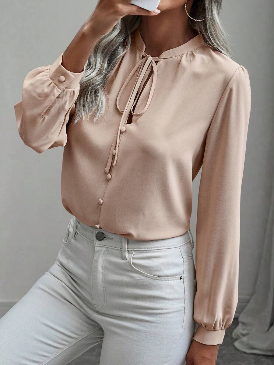 EMERY ROSE 繫頸長袖襯衫