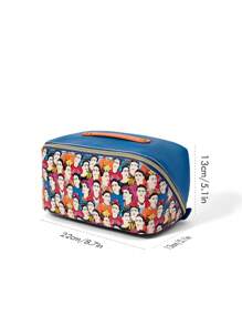 Frida Kahlo X SHEIN 全覆盖肖像花卉印花 3D 方形化妆包、礼品