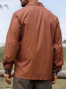Manfinity Homme Men's Geometric Print Casual Long Sleeve Cargo Shirt - Brown - View 2