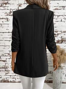 SHEIN Clasi Women's Classic Camel Color Office Commuter Blazer - Black - View 2