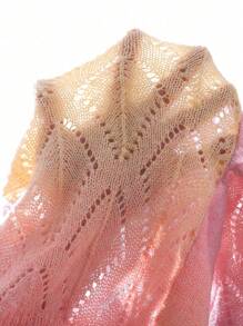 SHEIN 1 chiếc áo len cardigan nhẹ cổ chữ V khoét rỗng màu gradient cho bé gái, mùa hè - Màu đỏ tím - Xem 7