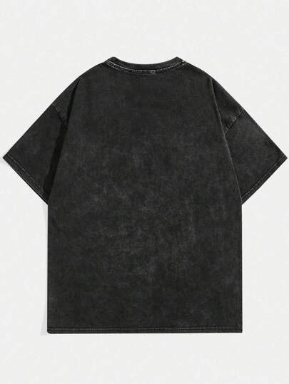 Goth Men's Summer Slogan Print Round Neck Short Sleeve Casual T-Shirt, School