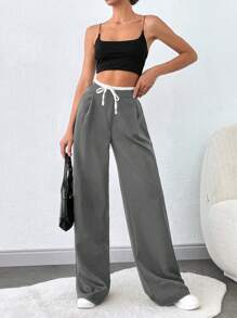 SHEIN Tall Bottom y pantalón cómodo para mujeres TALL - Gris Claro - Ver 6