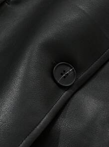 DAZY Women's Loose Fit PU Moto Jacket Leather Jacket - Black - View 8