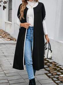 Chiquease Women's Autumn/Winter Cardigan Collar Batwing Sleeve Long Casual Overcoat