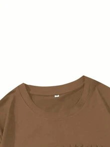 Manfinity Homme Camiseta casual de cuello redondo de manga corta con estampado de letras para hombre