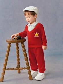 SHEIN Baby Boy 2 In 1 Design Casual Outfit Set, Spring And Autumn