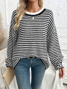 Chiquease New Loose Knit Pullover Sweater Women Fall Winter Fashion Classic Knitwear Knit Pullover - Black - View 1