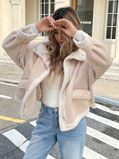 Serisse Jaqueta Feminina de Inverno, Ajuste Folgado, Zíper até a Gola, Forro Térmico, Jaqueta Casual para Outono/Inverno, Casaco Feminino de Inverno