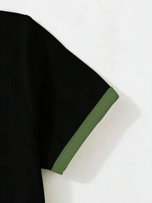 SHEIN Bộ đồ liền thân in chữ và khối màu phong cách đường phố giản dị cho bé gái tuổi mới lớn - Nhiều màu - Xem 3