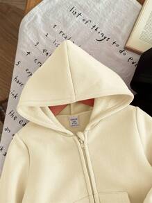 SHEIN LMoss Kids LMoss 2件組女嬰可愛純色連帽秋季運動衫套裝 - 彩色 - 查看 4