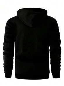 Manfinity Homme 男士纯色前拉链长袖休闲连帽衫，适合秋季