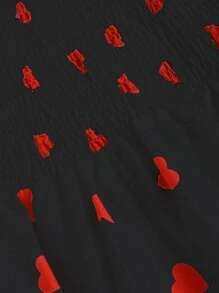 SHEIN Unity 心形印花无袖结饰连衣裙 - 橘色 - 查看 4