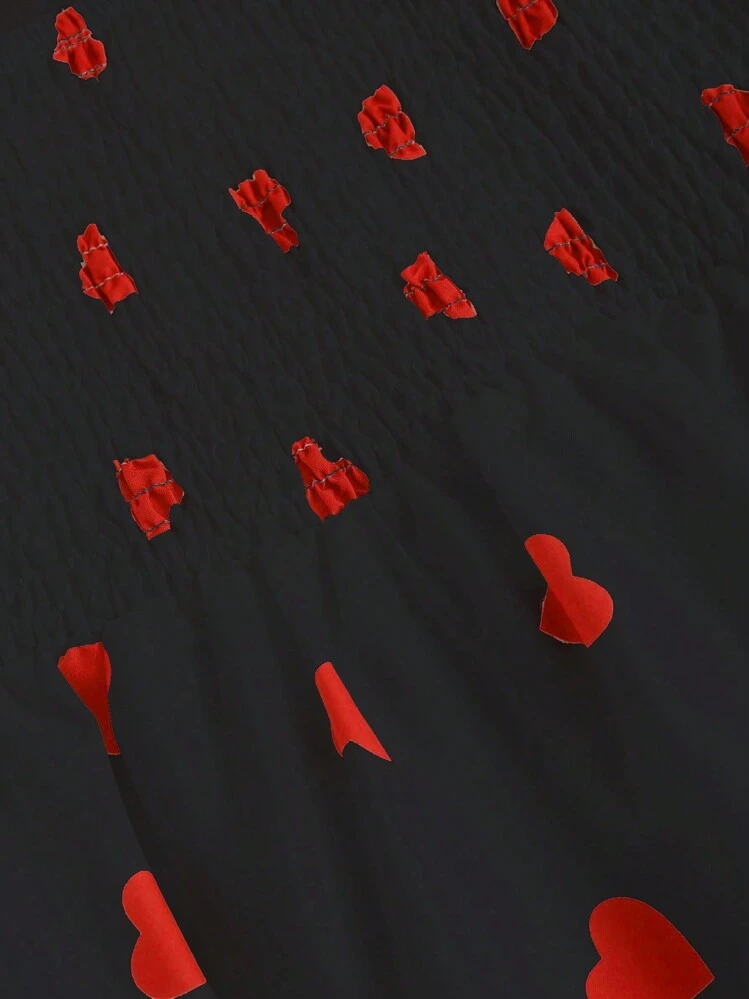 SHEIN Unity 心形印花无袖结饰连衣裙 - 橘色 - 查看 4