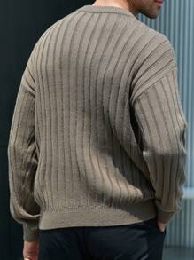 Manfinity Hypemode Men's Solid Color Crew Neck Casual Long Sleeve Sweater