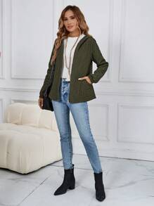 EMERY ROSE Corduroy thermisch gevoerde damesjas, casual dagelijkse winterjas voor dames