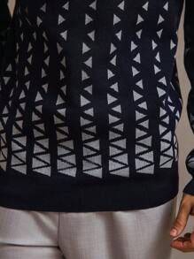 Manfinity Homme Men's Geometric Pattern Turtleneck Long Sleeve Sweater