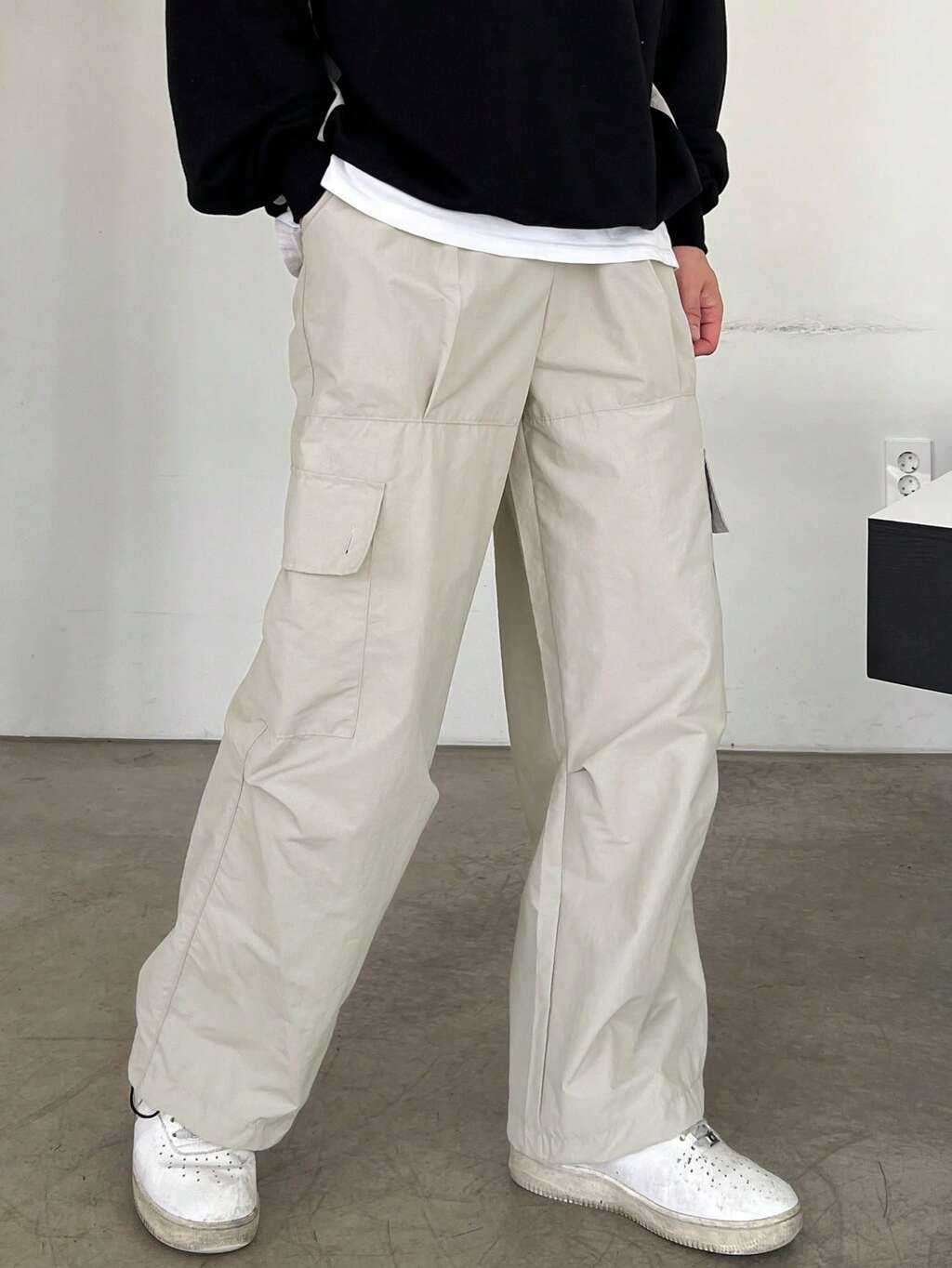 Men's Plain Solid Color Multi-Pocket Casual Pants, Autumn Men Joggers
