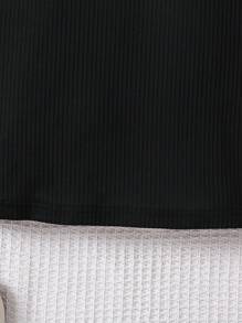 SHEIN Young Girl Houndstooth Print Stand Collar Long Sleeve Dress