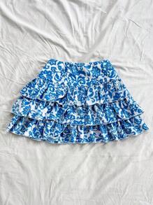 Soleia Floral Layered Mini Skirt, Casual Vacation