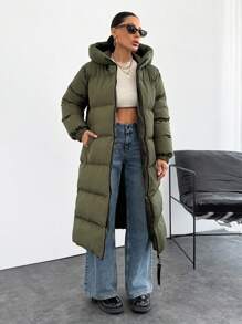 EURMUSE Premium Quality, Keep Warming Feature, Large Puller Puffer Wintercoat - Khaki - View 1