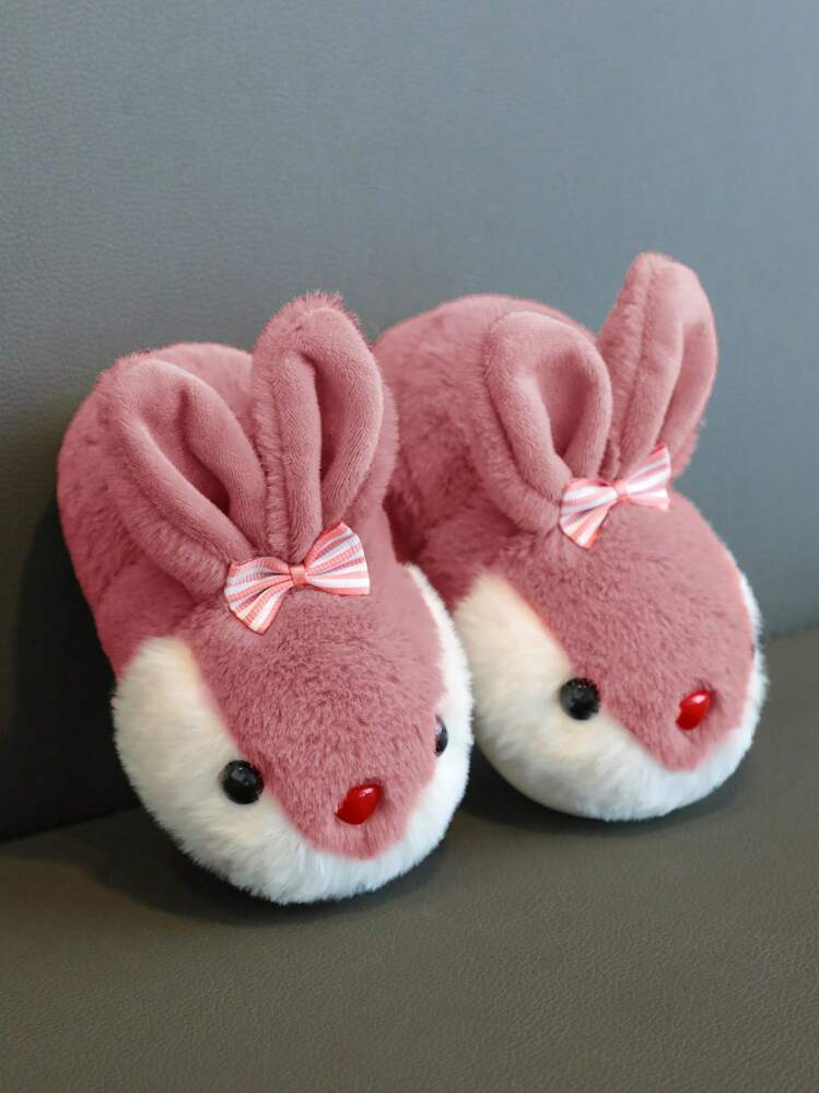 زوج من الأحذية المنزلية الأرنب الناعمة للأطفال 1 زوج، مناسبة للشتاء