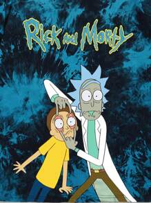 ROMWE MEN Rick and Morty | ROMWE Men Tie Dye Cartoon Graphic Tee, School - Multicolor - View 3