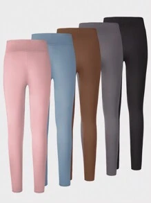 SHEIN Bộ 2 chiếc quần legging dài thoải mái nhiều màu sắc dành cho bé gái tuổi teen. - Nhiều màu - Xem 2