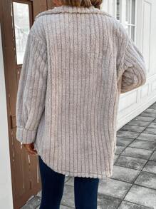 SHEIN LUNE Apricotfarbene, lose Damen Jacke für den regulären Gebrauch, Herbst & Winter - Aprikosenfarben - Übersicht 2
