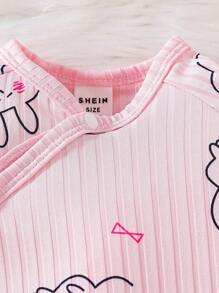 2pcs Baby Girls Cute & Sweet Jumpsuit Set - Pink - View 6
