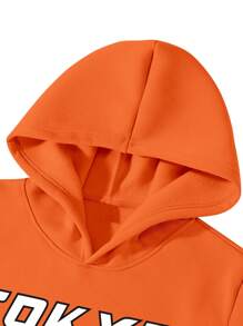 Manfinity EMRG Men's Letter Print Simple Hooded Casual Sweatshirt