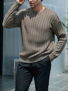 Manfinity Hypemode Men's Solid Color Crew Neck Casual Long Sleeve Sweater
