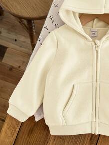 SHEIN LMoss Kids LMoss 2件組女嬰可愛純色連帽秋季運動衫套裝 - 彩色 - 查看 6