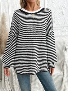 Chiquease New Loose Knit Pullover Sweater Women Fall Winter Fashion Classic Knitwear Knit Pullover - Black - View 6