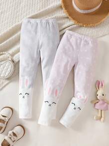 Quần legging dài in hình mèo dễ thương cho bé gái - Hồng - Xem 1