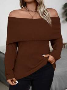 Franclia Plus Size Sexy Off Shoulder Pullover Sweater