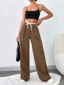 SHEIN Tall TALL WOMEN BOTTOM  AND  COMFORT PANT - Mocha Brown - View 6