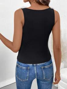 Calvaya Top de tirantes elegante y estilizado de verano para mujer con decoración floral 3D
