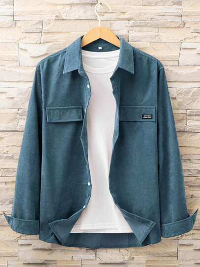 Manfinity Homme 男士休闲宽松字母印花长袖衬衫，春/秋