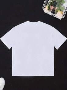 SHEIN Women Summer Letter Print Crew Neck Short Sleeve Casual T-Shirt Graphic Tees Women Tops