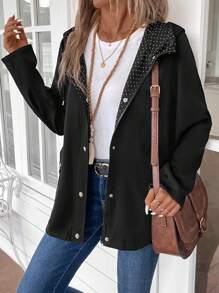 EMERY ROSE Chaqueta casual minimalista de manga larga con botones al frente para mujer