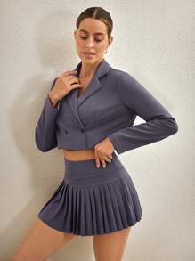 Activina Chaqueta deportiva de manga larga de unicolor con doble botonadura - Gris - Ver 6