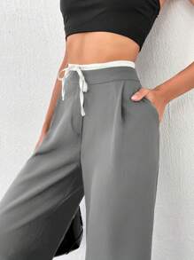 SHEIN Tall Bottom y pantalón cómodo para mujeres TALL - Gris Claro - Ver 3