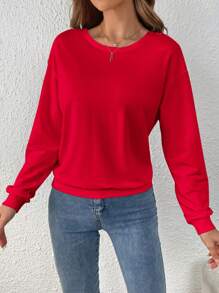 SHEIN Clasi 女士蕾丝嵌件圆领长袖运动衫