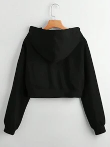 SHEIN EZwear Sudadera con capucha y cremallera de manga larga y corta talla grande