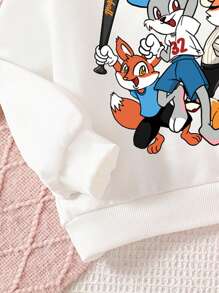 SHEIN Leap Crew 3pcs/Set Girls Casual Cute Cartoon Cat, Unicorn, Rabbit Animal Pattern White, Black, Pink Comfortable Knit Long Sleeve Sweatshirts, Suitable For Autumn/Winter, Toddler, Young Girl - Multicolor - View 4