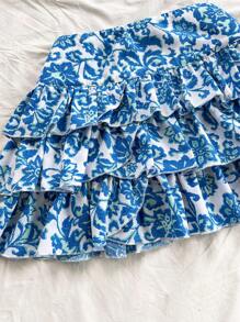 Soleia Floral Layered Mini Skirt, Casual Vacation