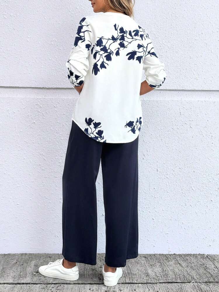 Elegant Commuter Style Long Shirt And Pants Two Pieces Set Women Two Pieces Set Women