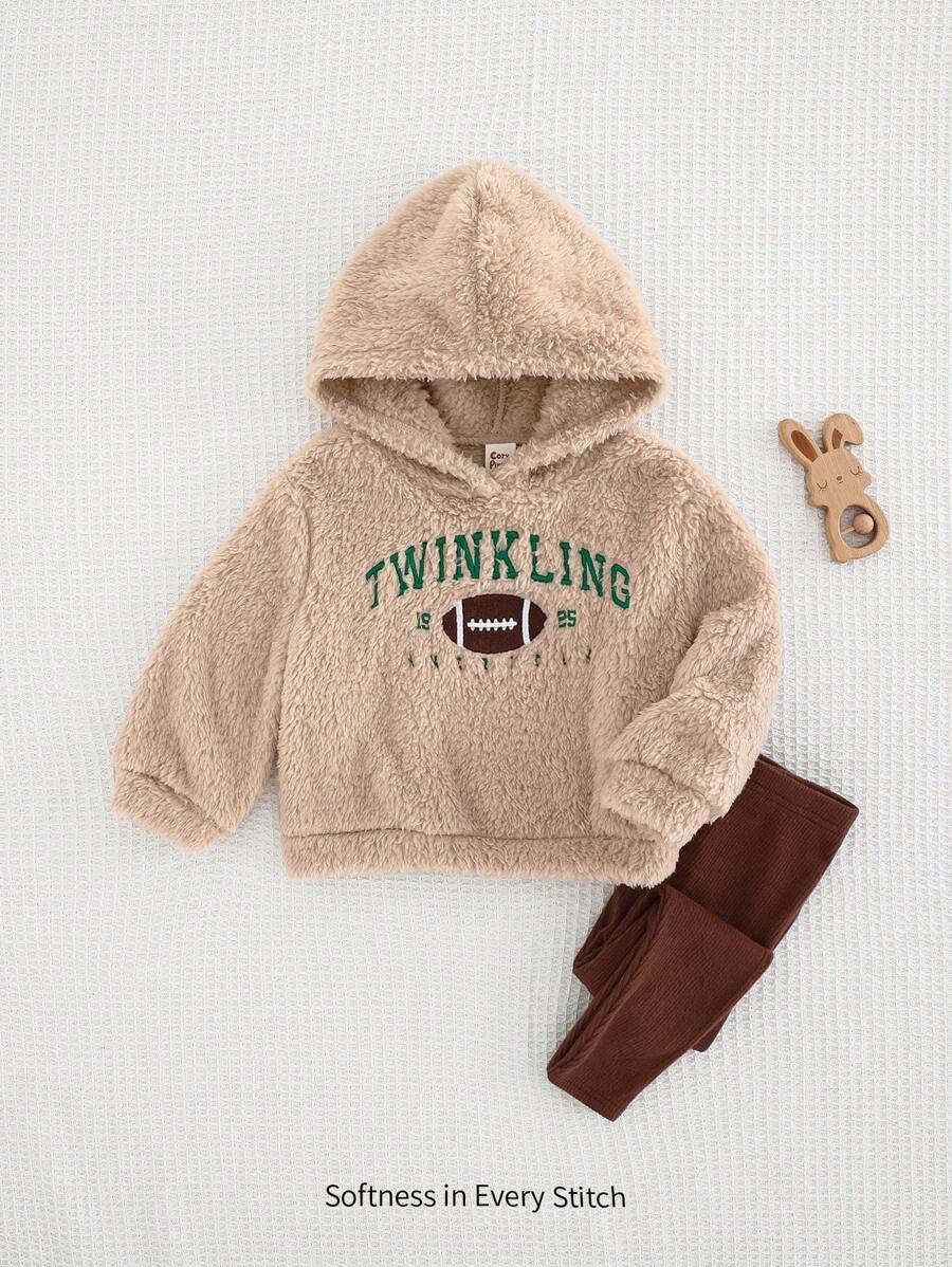 Cozy Pixies Bộ 2 áo nỉ in chữ và quần nỉ cho bé gái - Màu Khaki - Xem 1
