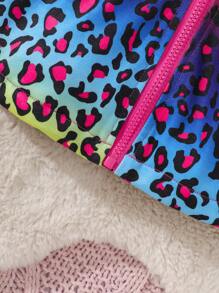 Casaco de manga comprida com capuz e estampa de leopardo para bebé menina, outono/inverno - Multicolorido - Ver 7
